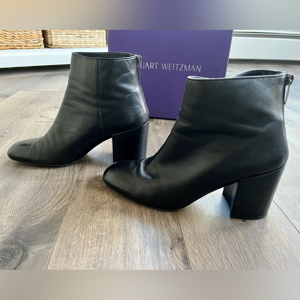 Stuart Weitzman Bacari Leather High-Heel Booties